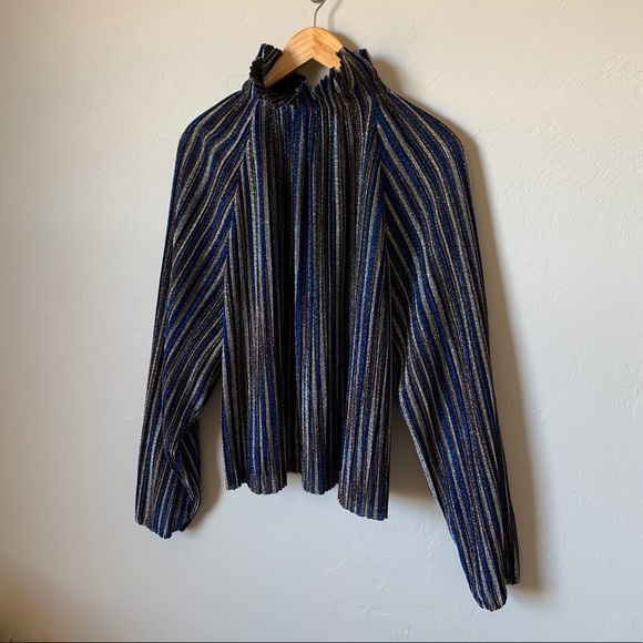 Karlie Metallic Blue/Silver/Multi Party Blouse - Picture 8 of 12